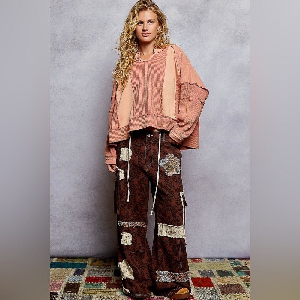POL “ Sun + Sky “ 100% Cotton Patchwork Thermal | Brick - Picture 6 of 6
